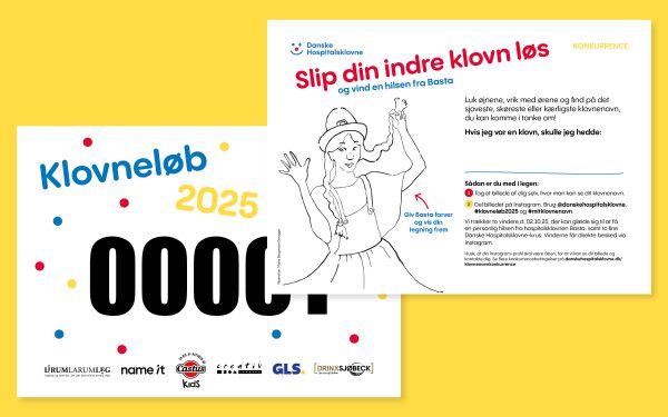 Mockup af løbenummer til Klovnelob 2025